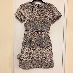 H&M Floral Jacquard Short Sleeve Mini Dress Size 4